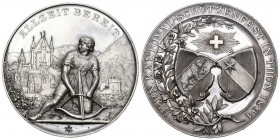 Bern. Silbermedaille 1894. Thun. Kantonalschützenfest. 40.10 g. Richter (Schützenmedaillen) 228a. FDC