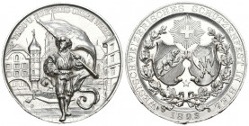Bern. Silbermedaille 1893.Biel . Kantonalschützenfest. 38.9 g. Richter (Schützenmedaillen) 228a. Vz Randschlag