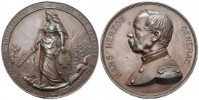 Biel Broncemedaille 1894. Schweizerischer Artillerietag. Unteroffiziers-Schützenfest. 68.49 g. Richter (Schützenmedaillen) 227a. Selten / Rare vz-unz...
