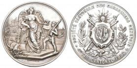 Genf/Genève.Silbermedaille 1882. Genève. Société cantonale des carabiniers genevois. 4ème tir cantonal. 31.84 g. Richter (Schützenmedaillen) 619c. Sel...