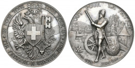 Genf/Genève. Silbermedaille 1887. Genève. Tir fédéral. 38.84 g. Richter (Schützenmedaillen) 628b. Prachtvolle Erhaltung / Magnificent condition. FDC...