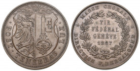 Genf/Genève. Kupfermedaille 1887. Genève. Tir fédéral. 30.07 g. Richter (Schützenmedaillen) 631c. Bis unz