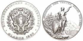 Glarus. Silbermedaille 1892. Glarus. Eidgenössisches Schützenfest. 39.01 g. Richter (Schützenmedaillen) 808b. Pracht­volle Erhaltung mit herrlicher Pa...