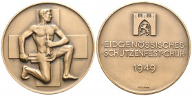 Graubünden. Bronzemedaille 1949. Chur. Eidgenössisches Schützenfest. 54.08 g. Richter (Schützenmedaillen) 858b. FDC / Uncirculated.