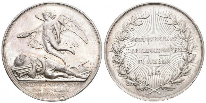 Luzern. Silbermedaille 1853. Luzern. Schützenfest der Eidgenossen. 31.88 g. Rich...