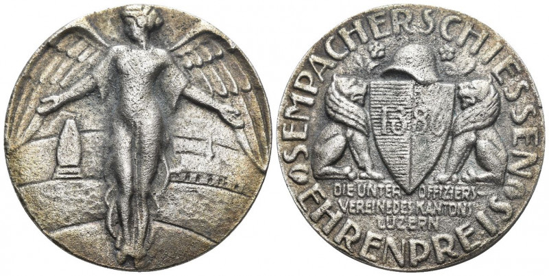 Luzern 1920 Schützenmedaille Br.versilbert Ri: 897Ab vz-unz