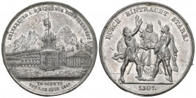 Schwyz. Weissmetallmedaille 1867. Schwyz. Eidgenössisches Schützenfest. 23.09 g. Richter (Schützenmedaillen) 1073db vz-unz