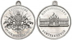Schwyz. Blei-/Zinnmedaille 1867. Schwyz. Eidgenössisches Schützenfest. 18.07 g. Richter (Schützenmedaillen) 1071a fast FDC