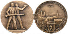 St.Gallen 1952 Schützenmedaille Bronce Ri: 1223b fast FDC