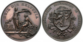 Thurgau. Kupfermedaille 1890. Frauenfeld. Eidgenössisches Schützenfest. 51.35 g. Richter (Schützenmedaillen) 1250c. -FDC