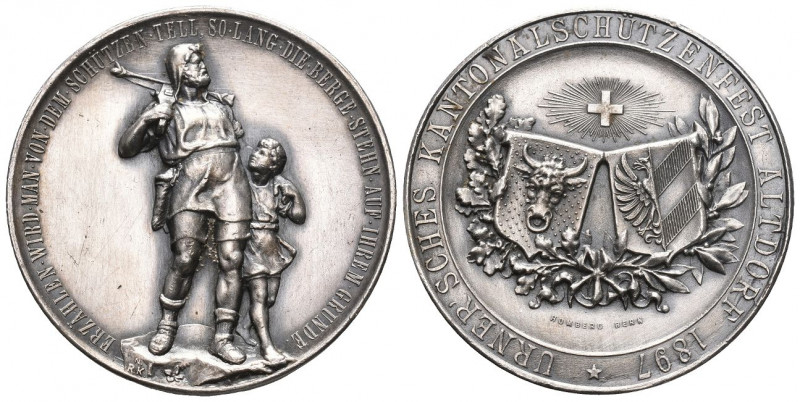 Uri. Silbermedaille 1897. Altdorf. Kantonalschützenfest. 27.42 g. Richter (Schüt...