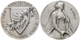 Tessin O.J Schützenmedaille Bronce versilbert 50mm Ri: 1523 b vz-unz