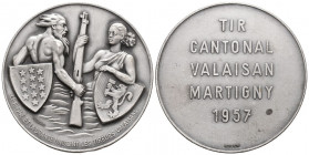 Wallis 1957 Tir Cantonal Bronce 50mm Ri: 1544a bis unz