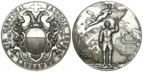 Waadt/Vaud. Silbermedaille 1894. Lausanne. Tir cantonal vaudois. 38.83 g. Richter (Schützenmedaillen) 1591b FDC