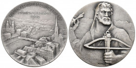 Zürich. Versilberte Bronzemedaille 1930. Zürich-Wiedikon. Eidgenössisches Armbrustschützenfest. 26.05 g. Richter (Schützenmedaillen) 1850a. Sehr selte...