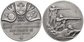 Zürich. Silbermedaille 1933. Alt-Zürich III. Jubiläumsschiessen Grütli-Schützen-Verein 1883-1933. Richter (Schützenmedaillen) 1856a bis unz