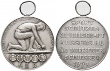 Zürich 1951 Schützenmedaille Bronce versilbert Ri: 1905b selten fast FDC