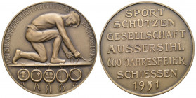 Zürich 1951 Schützenmedaille Bronce Ri: 1905c selten fast FDC