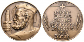 Zürich 1955 Schützenveteranen Medaille Bronce 50mm Ri: 1918a FDC