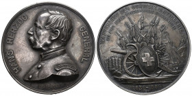 Schweiz 1889 Hans Herzog, Waffenchef der Schweizer Artillerie Silbermedaille 80,7g selten vorzüglich bis unzirkuliert