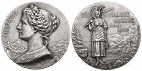 Paris 1900 Tir du Village Suisse Silber Medaille 37mm Ri: ,2097b unz