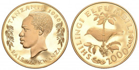 TANSANIA. Republik, seit 1964. 2000 Shilingi 1986. WWF. Banded Green Sunbird. 16.02 g. KM 19. Fr. 4. Polierte Platte. FDC