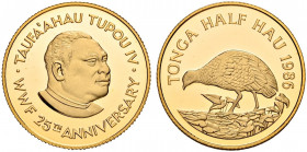 TONGA. Taufa'ahau Topou IV. 1965-2005. 1/2 Hau 1986. WWF. Pritchard's Megapode Birds. 9.98 g. KM 122. Fr. 33. Polierte Platte. FDC / Choice Proof. PF ...