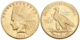 USA 10 Dollars 1911 D, Denver. Indianer. Selten. Auflage nur 30'100 Stück 16.69g KM: 130 ss-vz