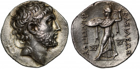 Kings of Macedon, Philip V (221-179 BC), silver Tetradrachm, Pella or Amphipolis, c.220-211 BC, diademed head right, rev. Athena Alkidemos, seen from ...