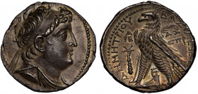 Kingdom of Syria, Demetrios II, second reign (129-125 BC), silver Tetradrachm, Tyre, SE 186 = 127-126 BC, diademed bust right, within beaded border, r...