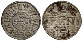 AU Details | Kings of Wessex, Aethelwulf (839-858), silver Penny, phase IV, Canterbury mint, moneyer Maninc, bust right, +ΛEDELVVLF REX., rev. name of...