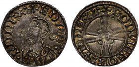 MS62 | Edward the Confessor (1042-66), silver Penny, Expanding Cross type (1050-53), heavy issue, London Mint, Moneyer Godwine, diademed bust left wit...