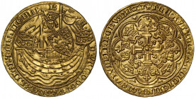 UNC Details | Edward III (1327-77), gold Noble, Tower Mint, Fourth Coinage, Pre-Treaty series G (1356-61), King standing in ship sailing right, with u...