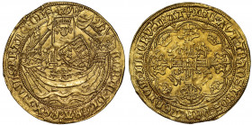 UNC Details | Henry VI, first reign (1422-61), gold Noble, Calais Mint, Annulet Issue (c.1422-30), King standing in ship with upright sword and quarte...