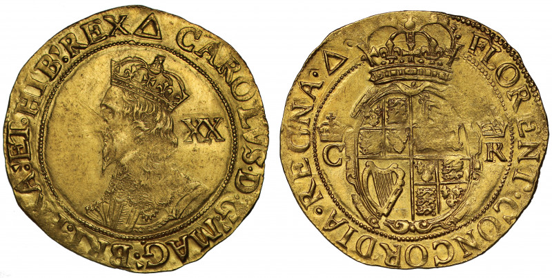 AU55 | Charles I (1625-49), gold Unite, Tower Mint, group F, sixth crowned ‘Brio...