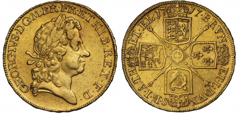 George I (1714-27), gold Five Guineas, 1717, laureate head right, legend and too...