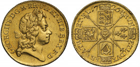 AU58 | George I (1714-27), gold Two Guineas, 1726, laureate head right, legend and toothed border surrounding, GEORGIVS. D.G. M.B.FE. ET. HIB. REX. F....