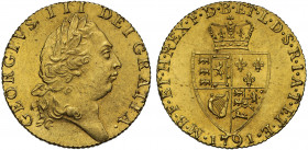 MS61 | George III (1760-1820), gold Guinea, 1791, fifth laureate head right, GEORGIVS .III. DEI.GRATIA, rev. spade shaped crowned quartered shield of ...