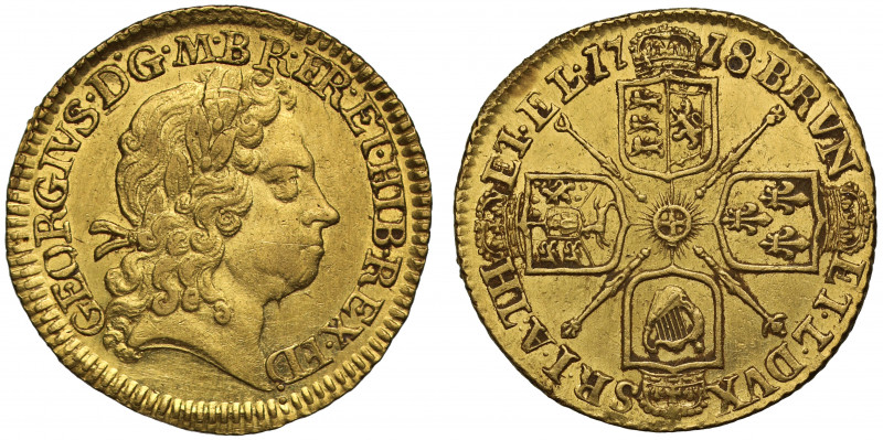 George I (1714-27), gold Half Guinea, 1718, laureate head right, Latin legend an...