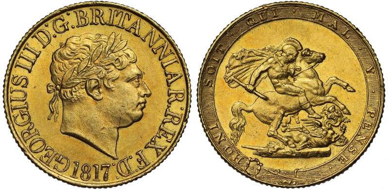 MS62 | George III (1760-1820), gold Sovereign, 1817, first laureate head right, ...