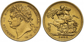 XF Details | George IV (1820-30), gold Sovereign, 1822, first laureate head left, B.P. for Benedetto Pistrucci below neck, legend and toothed border s...