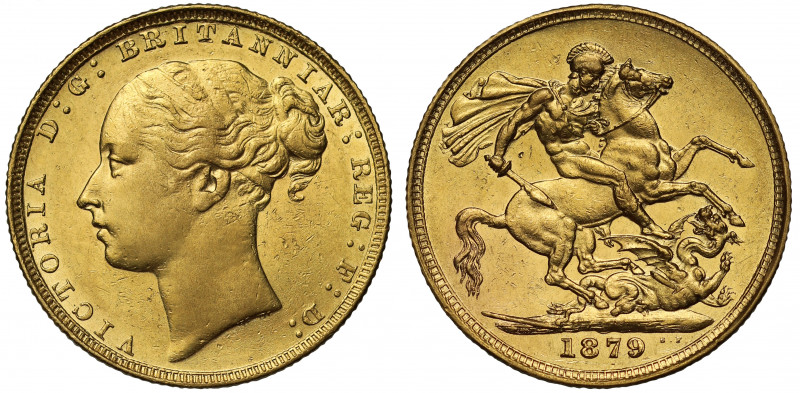 Victoria (1837-1901), gold Sovereign, 1879, London Mint, young filleted head lef...