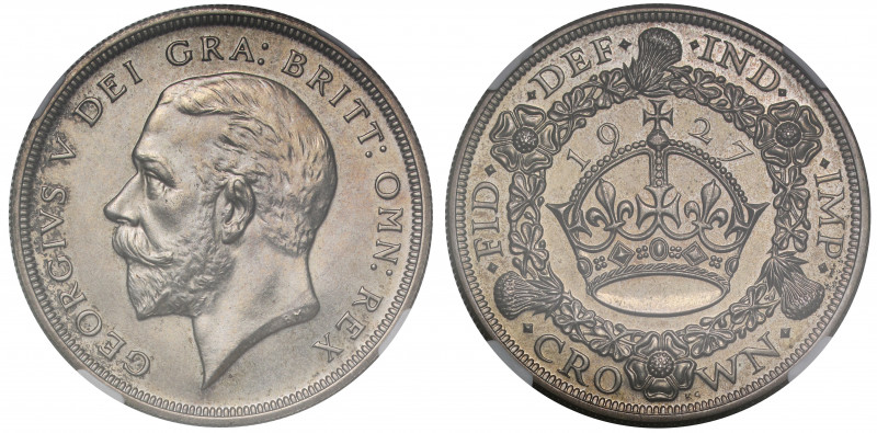 PF62 | George V (1910-36), 0.500 silver proof Crown, 1927, Wreath type, bare hea...
