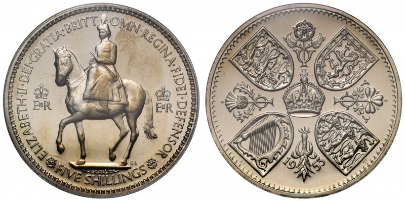 PR65 CAM | Elizabeth II (1952-), cupro-nickel proof Crown, 1953, Coronation issu...
