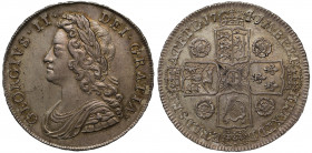AU58 | George II (1727-60), silver Halfcrown, 1741, 41 of date struck over 39, young laureate and draped bust left, legend and toothed border surround...