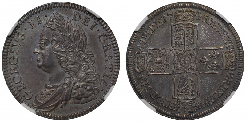 PF63 | George II (1727-60), silver proof Halfcrown, 1746, older laureate and dra...