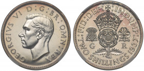 PF65 | George VI (1936-52), 0.500 silver proof Florin, 1937, bare head left, tiny HP below truncation for engraver T. Humphrey Paget, Latin legend and...