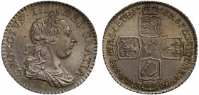 AU58 | George III (1760-1820), silver Shilling, 1763, so-called Northumberland type, young laureate and draped bust right, Latin legend and toothed bo...