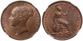MS64+ BN | Victoria (1837-1901), copper Penny, 1841, young filleted head left, date below, legend and toothed border surrounding, VICTORIA DEI GRATIA,...