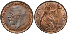 MS65 BN | George V (1910-36), bronze Penny, 1926, modified effigy, bare head left, with raised BM for Bertram Mackennal on truncation, legend and toot...